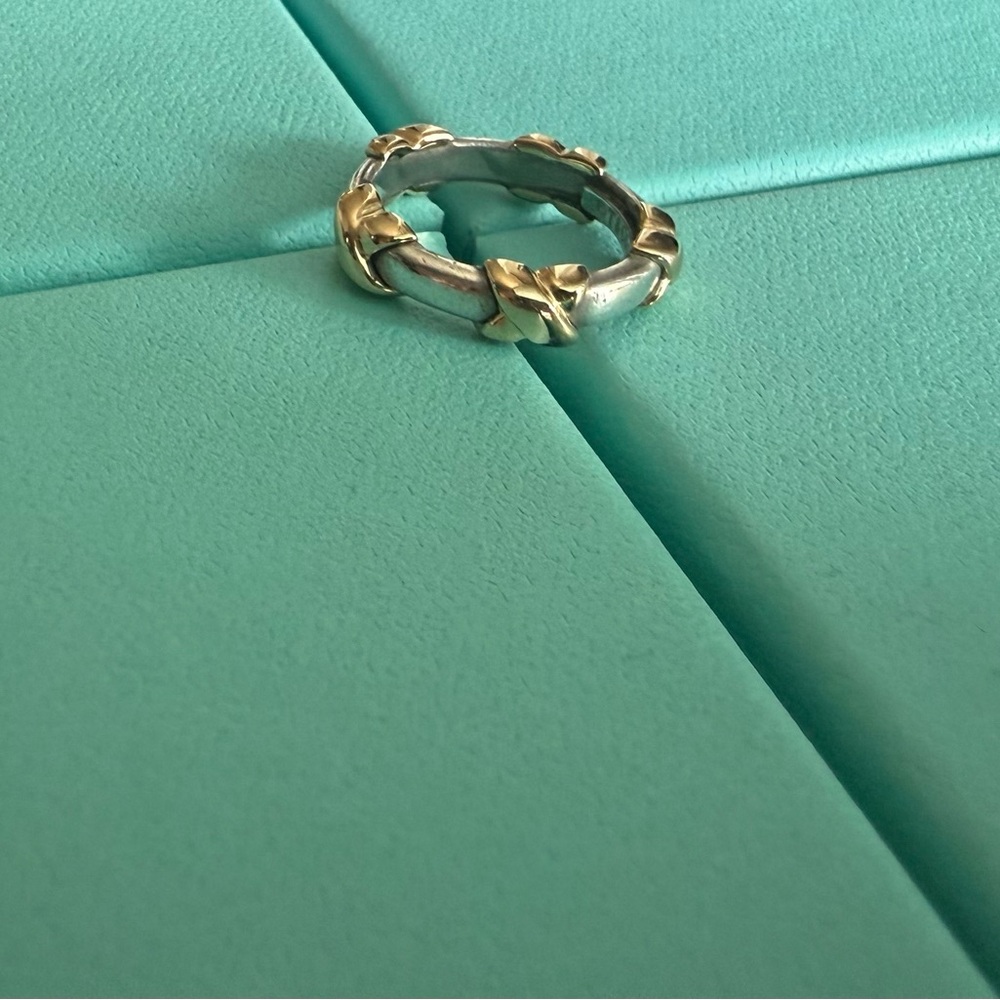 Tiffany and Co. Signature X Gold and Silver Ring Size 5